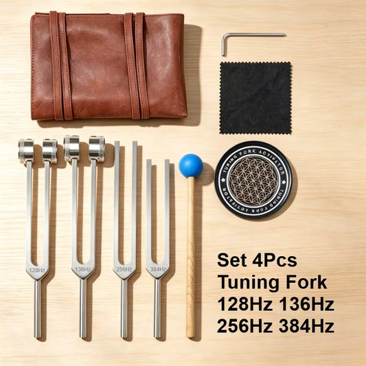 Four Piece Tuning Fork Set 128HZ 136.1HZ 256HZ 384HZ